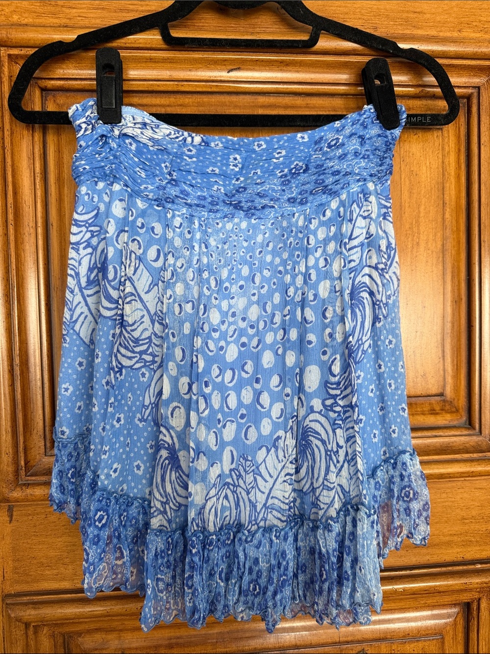 Poupette St. Barth Light Blue Floral Tiered Skirt
